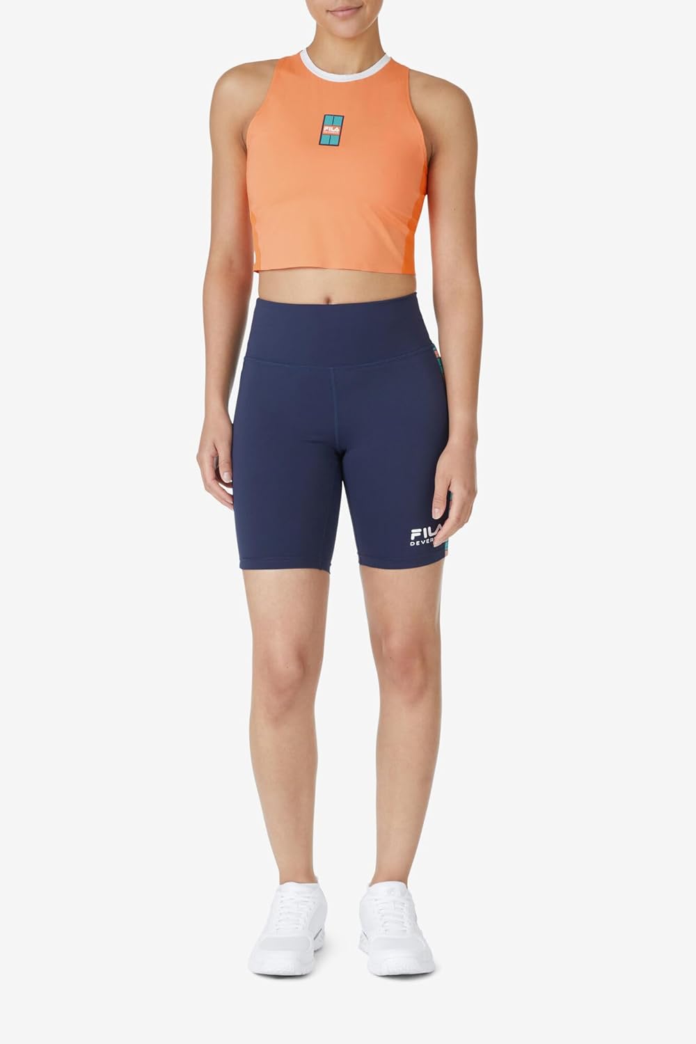 Fila Women's Devereux Vented Crop Tank, Bird of Paradise Orange/White, Medium