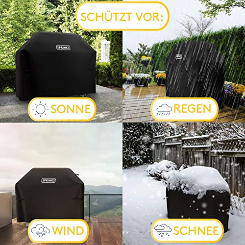 SPRINKS Grillabdeckung, wetterfest, für Weber, Napoleon, Enders – extra Griffe, Gasgrill Oxford 600D Gewebe [147,3 x 61 x 121,9 cm] – Schwarz
