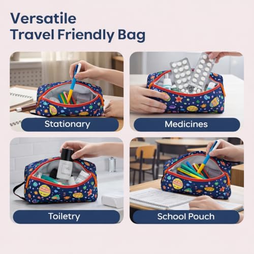 Image of Travel Organizer | Multipurpose All-in-One Compact Durable, Lightweight, Waterproof, Bag | Travel Friendly Pouch | Ideal for Stationary, Medicines, Accessory (Outerspace Print)