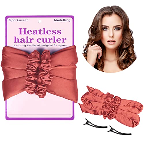 Heatless Curling Rod Headband,Upgraded No Heat Curlers Comfortable Sleep Overnight Women Girls Curling Ribbon Heatless Hair Rollers (Red) -  Anlikui