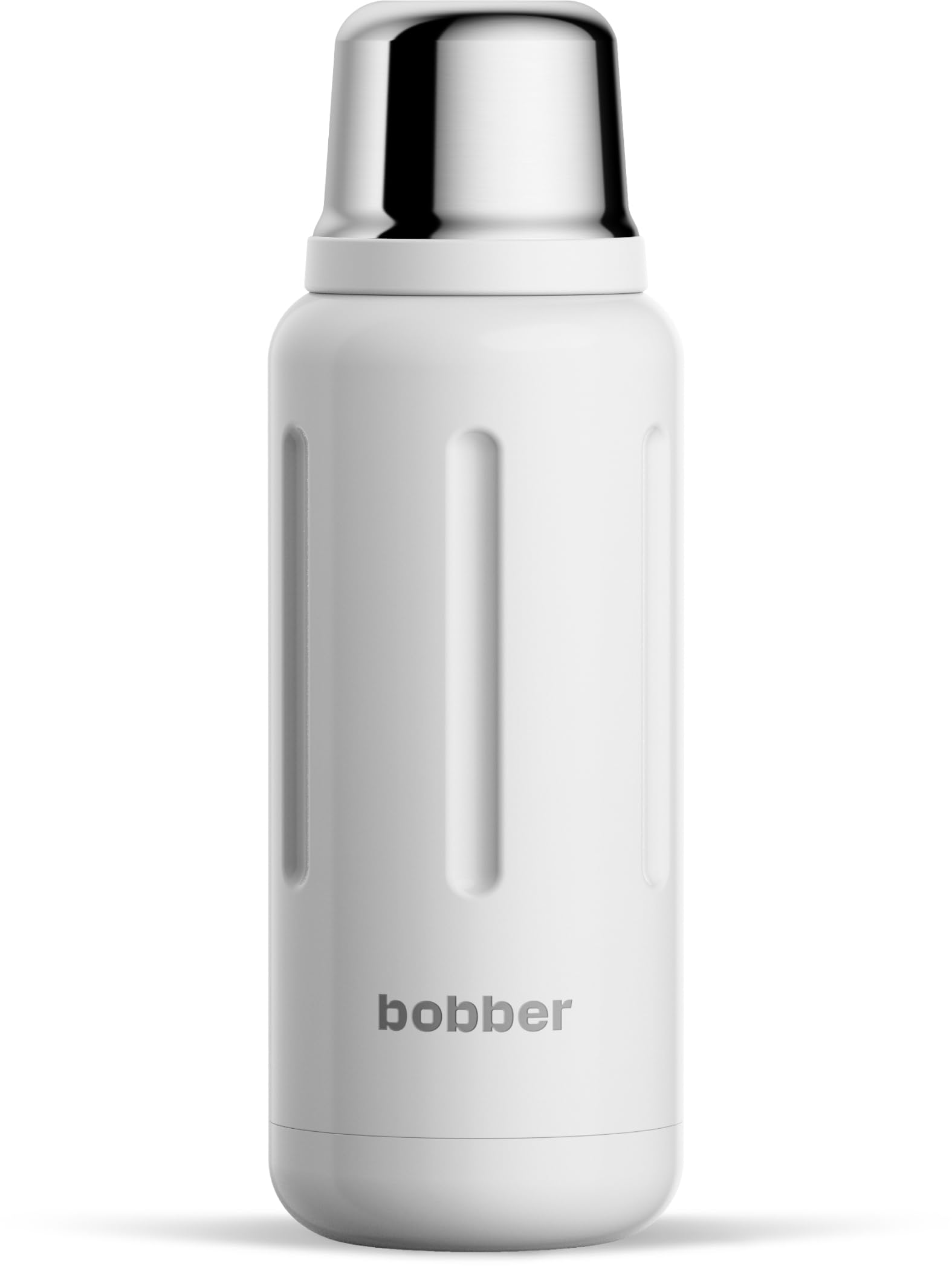 BOBBER 34 oz Stainless Steel Travel Thermo Bottle for Hot and Cold Drinks – Dishwasher Safe Metal Water Bottle with Cup Lid – Keeps Hot for 48 Hours – BPA-Free, Vacuum Insulated (White) — image 1