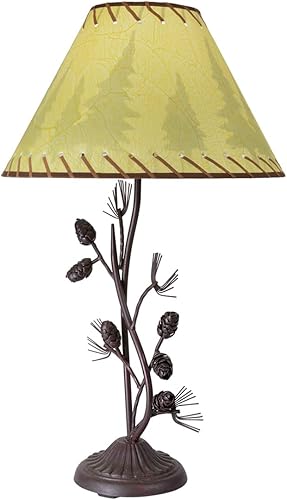 Miniatura 4 de Black Forest Décor - Lámpara de mesa con piña de metal - Lámparas para el dormitorio de la casa de granja