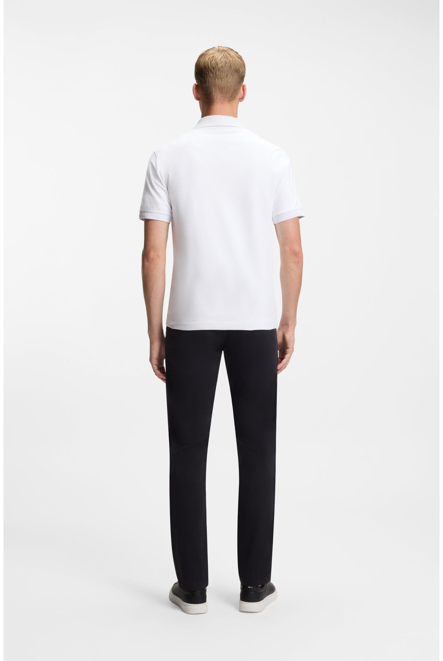 BOSS Męska koszulka polo z elastycznej bawełny z naszywką z logo, White100, L