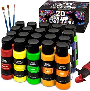 Craft paint ,Indoor/ Outdoor acrylic paint set (2oz)- 20 Tubes 2 with Glow in the Dark Effect - Art supplies for Adults - For multiple use- Woods, Leather , Metal & Fabric Paint & Paint for rocks