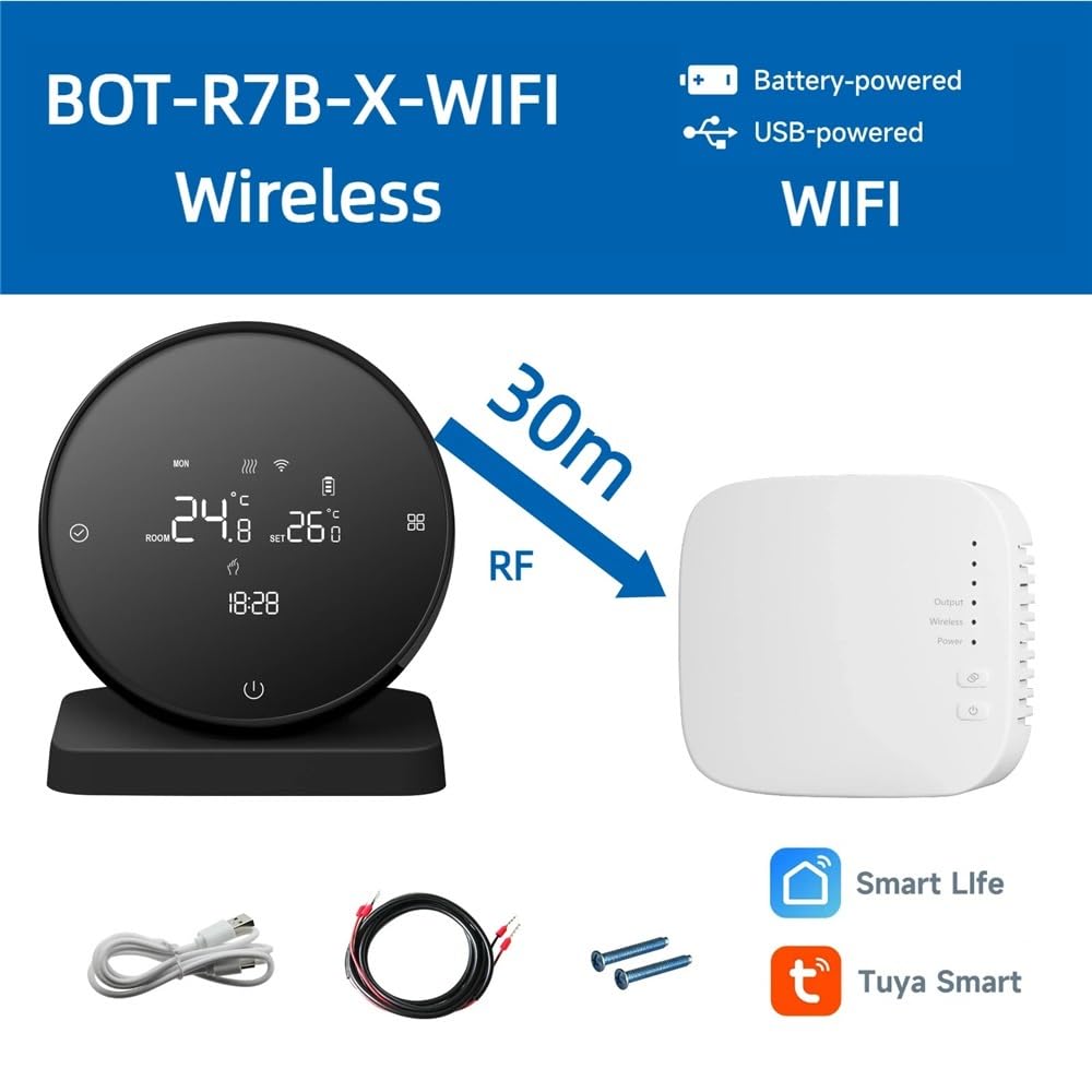 Bezprzewodowy termostat Wi-Fi do ogrzewania kotła gazowego Tuya Battrery RF regulator temperatury Alice Google Home(BOT-R7B-X-WIFI)