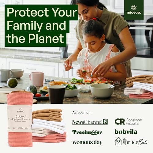 Image of mioeco 24 Pack Multicolored Reusable Paper Towels - Nature Friendly - Organic Cotton Alternative - Thick, Strong, Paperless Kitchen Dish Cloths - Reusable Napkins - Dish Towels - Cloth Napkin