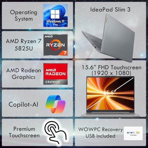 Lenovo Slim 3 Ryzen 7 15.6'' FHD Touchscreen 16GB RAM 1TB SSD miniatura 2