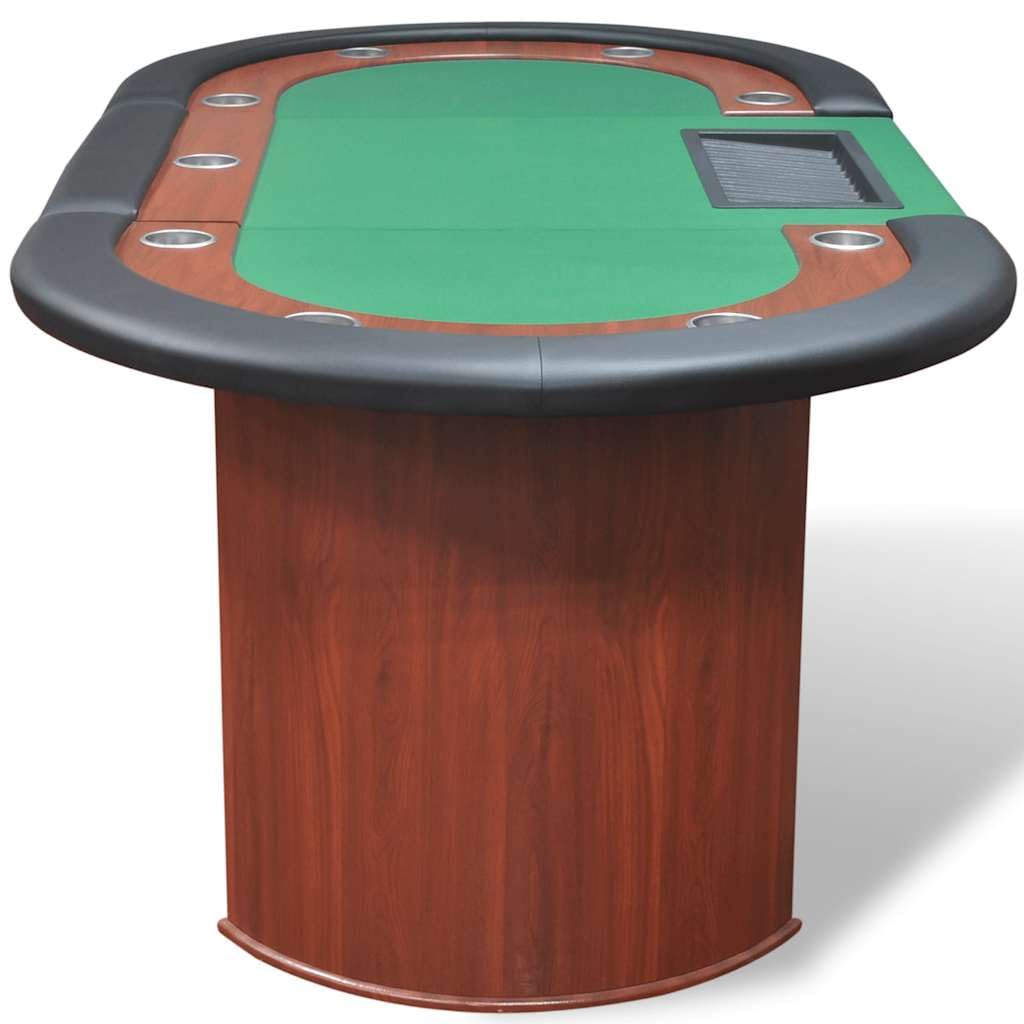 Mobili, tavolo da poker per 10 giocatori, con spazio per il dealer e vassoio per patatine, verde
