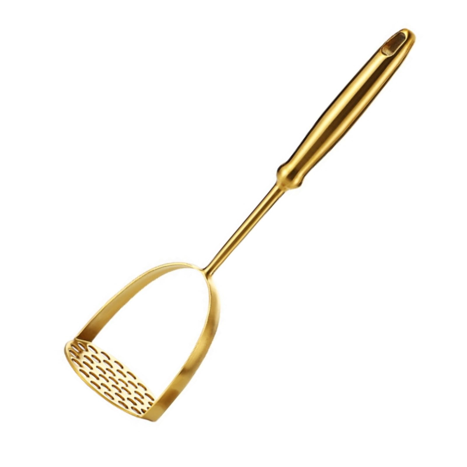 Golden Potato Masher Heavy Duty Stainless Steel Integrated Masher Kitchen Tool Potatoe Avocado Sweet Potato Beans Avocado Fruit Vegetables Dishwasher Safe