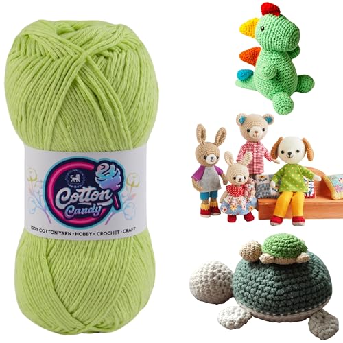 Image of NESTNHAVEN Cotton Candy 100% Cotton Yarn - (100g, 185 Meters) - Luxury Yarn for Crochet, Amigurumi, Embroidery, Toys, Garments, Flowers and Hobby, Projects. (Parrot Green) | (900 Gm)