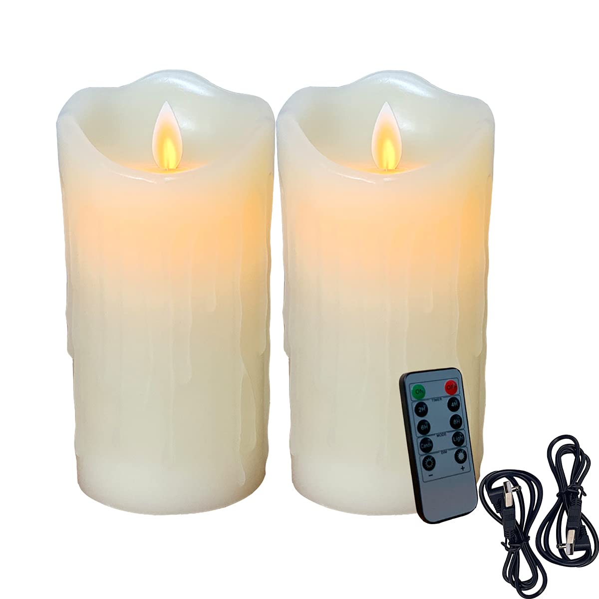 Bello Lunaing Rechargeable Candle with Remote Control Flameless Led Tealights for Party Wedding Christmas (L:5.9IN x 2)