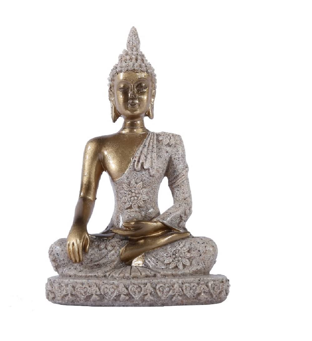 DMtse Thai Shakyamuni Buddha Statue Beautiful Ornaments Meditation Seated Pose Worship Attractive and Serene Buddha Figurine for Home Office Tabletop Meditation Decor