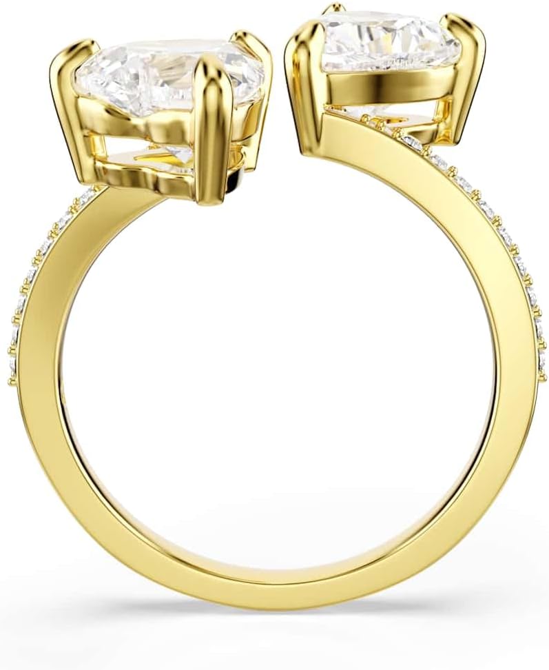 Swarovski Mesmera open ring, Heart cut, Pavé, White, Gold-tone finish, Size 4 3/4 - Image 3