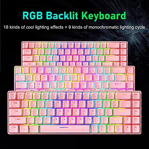 Image of 60% Wired Gaming Keyboard, RGB Backlit Ultra-Compact Mechanical Keyboard, Blue Switch Waterproof Compact 68 Keys Keyboard for Typist Laptop PC Mac Gamer(Pink)