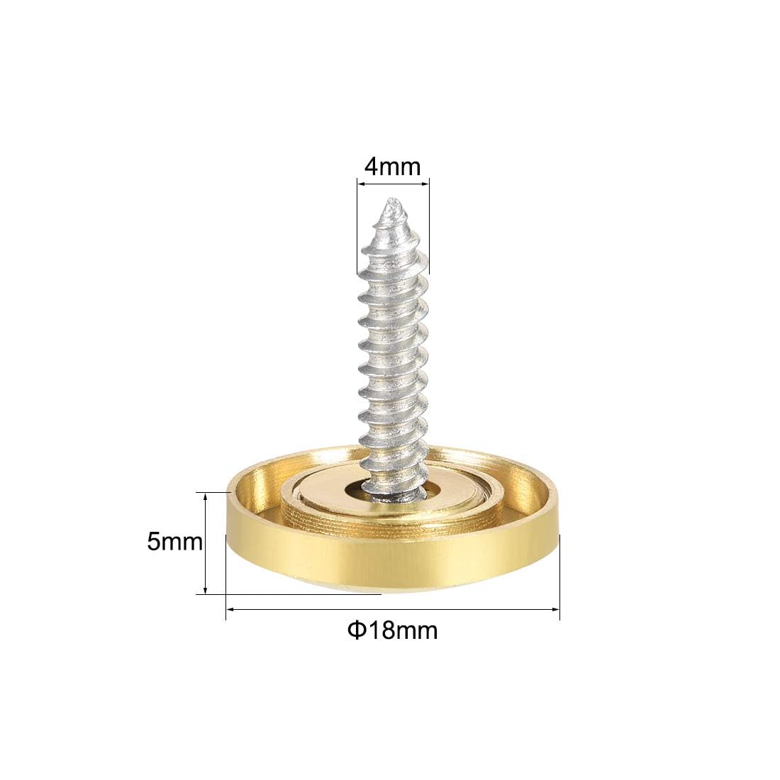 TOP-VIGOR 8Pcs Mirror Screws, 18mm brass Mirror Screws Cap Nail with Washers - Image 2