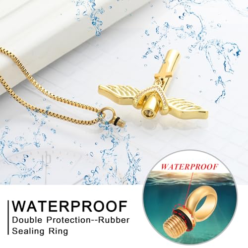 XSMZB Wings Cylinder Cremation Jewelry for Ashes Pendant Cross Urn Necklace for Ashes for Men Women Keepsake Locket Jewelry4