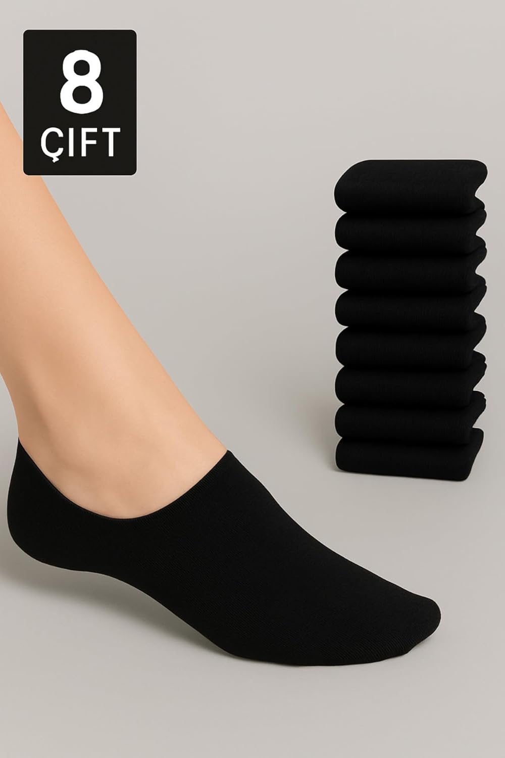 Unisex Black Invisible Sneaker Socks 8-Pair Pack Low Cut Design Comfortable Fit Size 40-46 Casual Everyday Wear Soft comfortable - Black, 40-46
