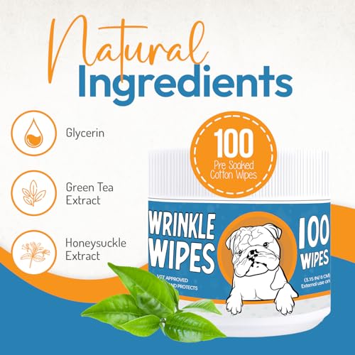 Bulldog Wrinkle Wipes for Dogs – Deodorizing & Soothing with Honeysuckle Extract – Non-Irritating, Cleans Wrinkles, Folds, Paws & Tail Pockets – for Bulldogs, Pugs & Frenchies (100 Count) - Image 3