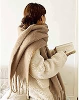 Vista 72 de Bufanda grande y gruesa de gran tamaño, esponjosas, de lana grande, gruesa, cálida para invierno