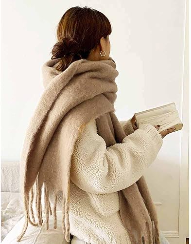 Miniatura 72 de Bufanda grande y gruesa de gran tamaño, esponjosas, de lana grande, gruesa, cálida para invierno