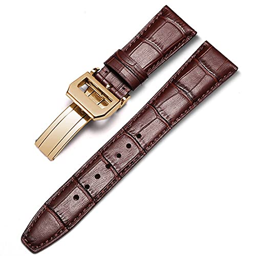 Bracelet de montre cuir véritable marron d'une qualité artisanale pour homme 20mm