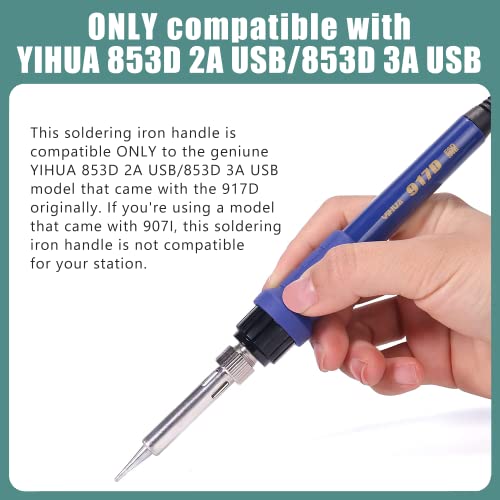 Image of YIHUA 917D Blue Grip Replacement Soldering Iron Handpiece /Handle for Yihua 853D 2A USB, 853D 3A USB