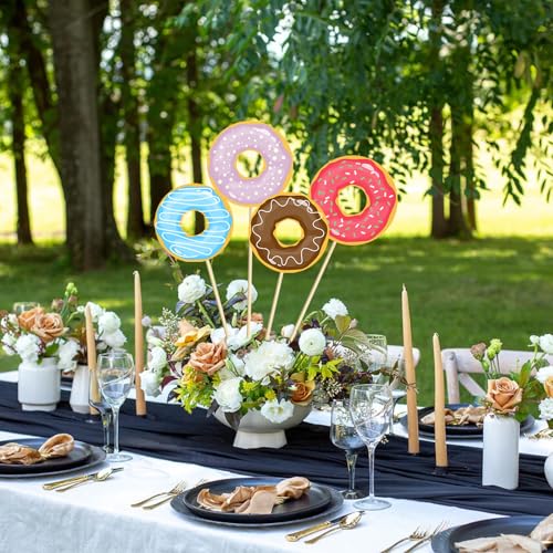 Image of Doughnut Party Centerpiece Sticks,Donut Birthday Party Decorations Summer Sweet Grow Up Party Table Sign .Set of 16