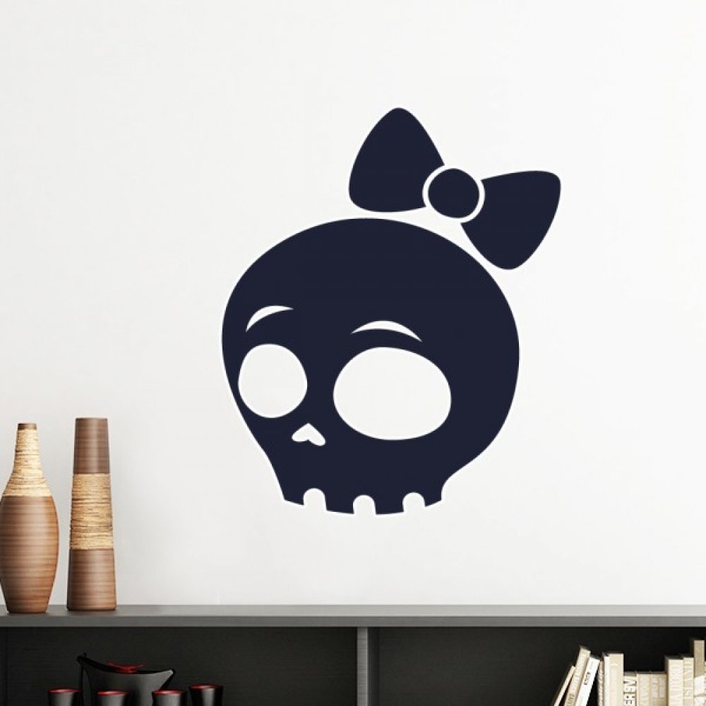 Sticker crânes Halloween rose 30cm pour créer une ambiance déco de chambre romantique