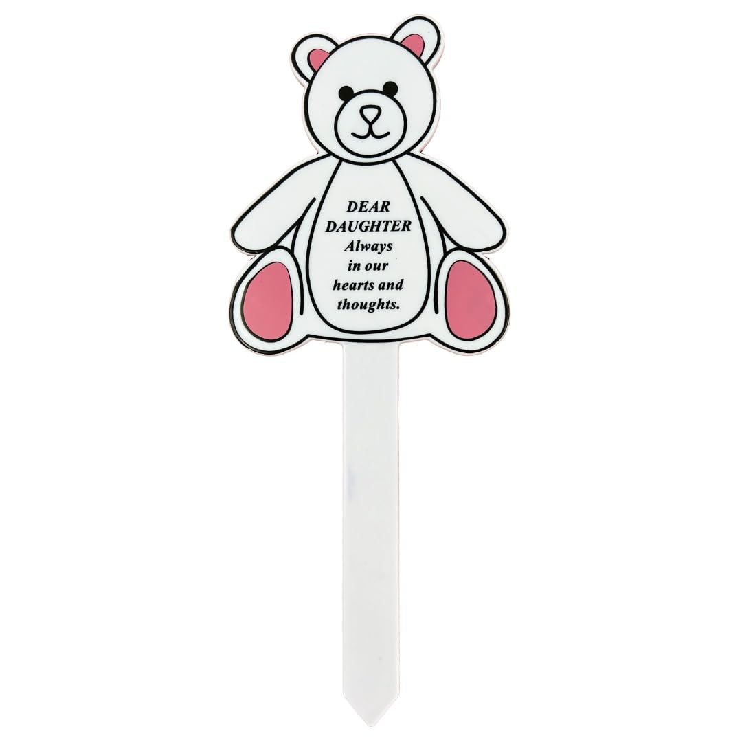 Angraves White Special Daughter Memorial Baby Child Remembrance Verse Grave Ground Stake Plaque Teddy Bear Graveside Cemtery