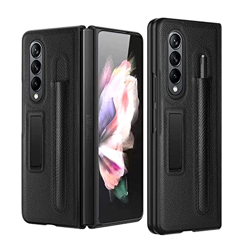 para Samsung Galaxy Z Fold 4 Funda, Estuche con 3D Protector de Pantalla y Ranura para S Pen, Protectora Integrado Carcasa con Magnético Soporte, Anticaída Anti-arañazo Carcasa Protectora - Negro Cover