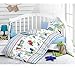 100% Cotton Baby Bedding, Dinosaurs Themed Duvet Cover Set, Crib Bedding for Baby Boys, Blue