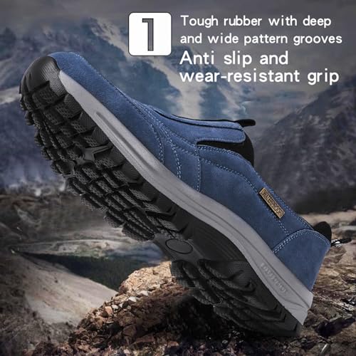 Men's Casual Fashion Waterproof Anti-Slip Lightweight Orthopedic Loafers,Low-top Safety Sneakers Comfortable Walking Boat Shoe，Extended Width Foot Breathable Sneakers3