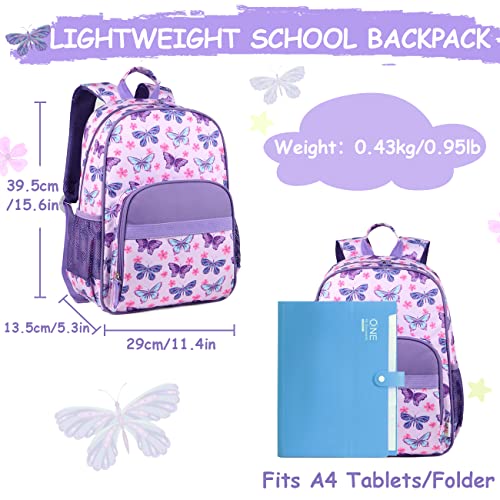 RAVUO Toddler Backpack, Cute Butterfly Kids School Backpacks Lightweight Water Resistant Girls Bookbag with Chest Strap2