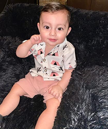 Hibobi Toddler Baby Boys Clothes Summer 2-Piece Print Shirt Outfits Infant Kid Short Sleeve Button Down Tops + Shorts Set (Egypt-Pink, 9-12 Months) #TOP4