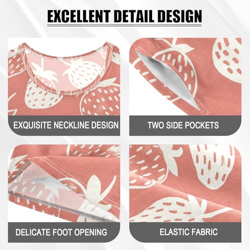 ALAZA Strawberry Funny Stylish Pajamas Set Short Sleeve Cotton Sleepwear Summer Pjs 2 Piece 5-14Y4