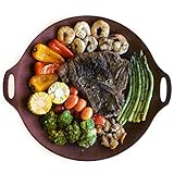 TECHEF - 14-inch Nonstick Round Griddle Grill Pan for Korean BBQ/Teppanyaki Pan, Tawa, Roti Pan/Induction Ready/Made in Korea (14-in)