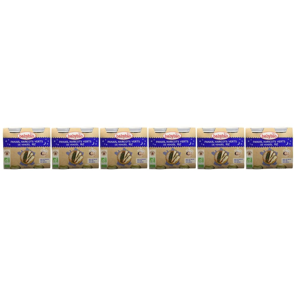 Babybio Pots Panais/Haricots Verts de Vendée Riz 400 g - Lot de 6 - Bio