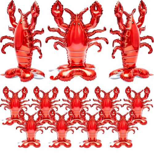 6 Pieces Giant Lobster Crawfish Balloons Simulation Sea Animal Foil Balloons for Birthday Party Decoration Home Office Party Favors Supplies(Vivid)