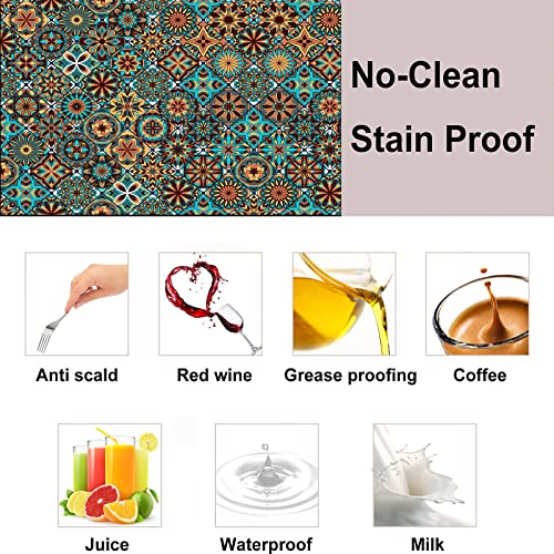 Aihonmin Tablecloth For Folding Table, Waterproof Picnic Table Cover Fitted Table Covers For 6 Foot Tables, Elastic Rim Plastic Table Cover For Picnic, Camping, Indoor, Outdoor Boho(30 X 72 Inches) #TOP3