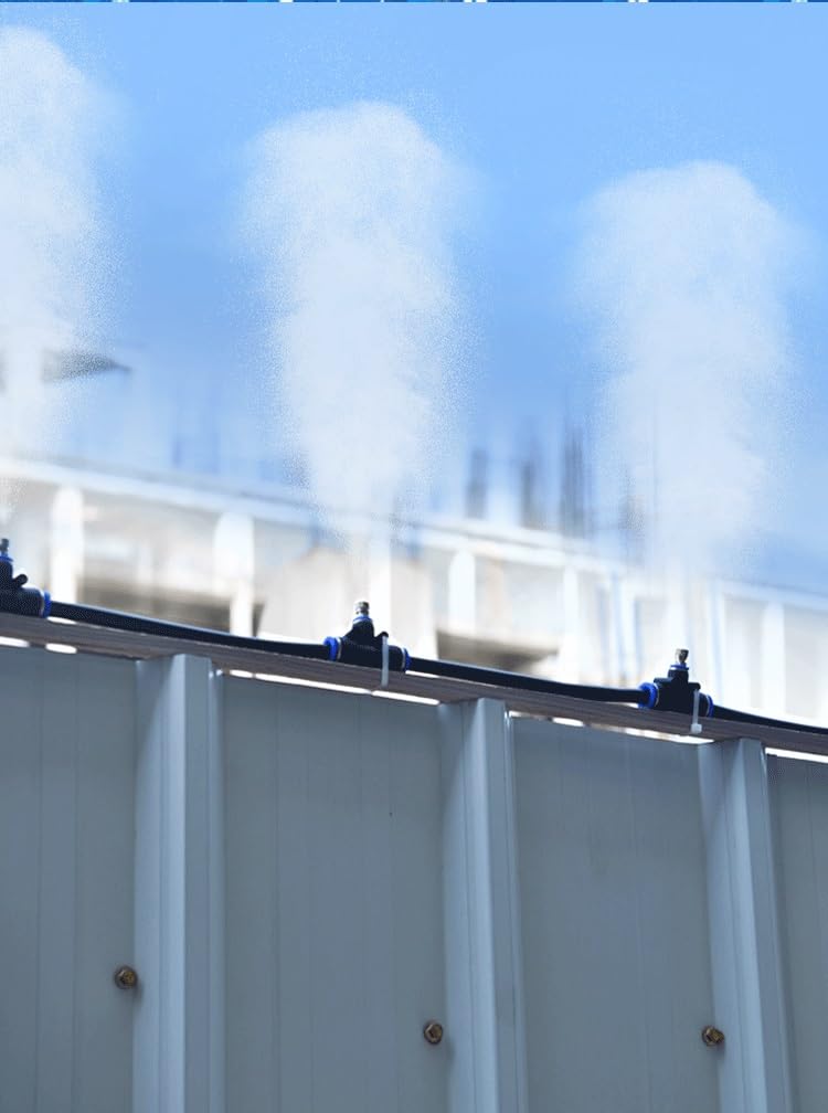Bewässerungsspray Bausätze Outdoor-Kühlsystem für Fabrik/Bauernhof/Garten, Gewächshaus-Tropfbewässerungsset, Vielseitiges Baustellenzaun-Bewässerungssystem für Staubentfernung/ Sterilisation(787inch/2