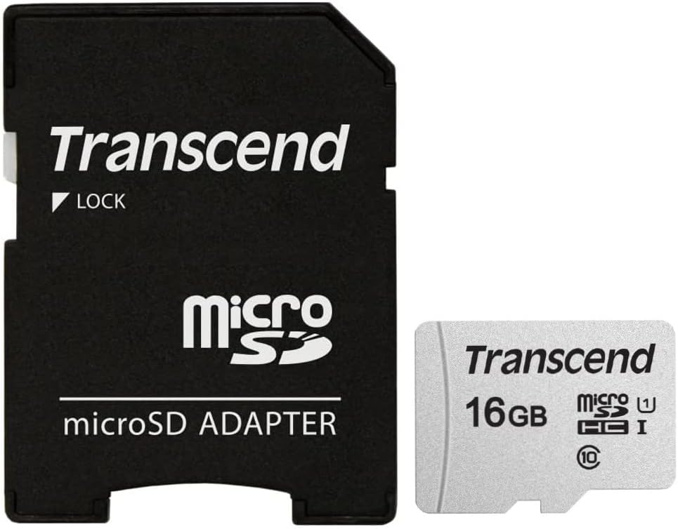 Transcend 16 GB Micro Memory Card, Compatible with Samsung Galaxy S4 Mini Cell Phone Memory Card 16GB microSDHC Memory Card with SD Adapter