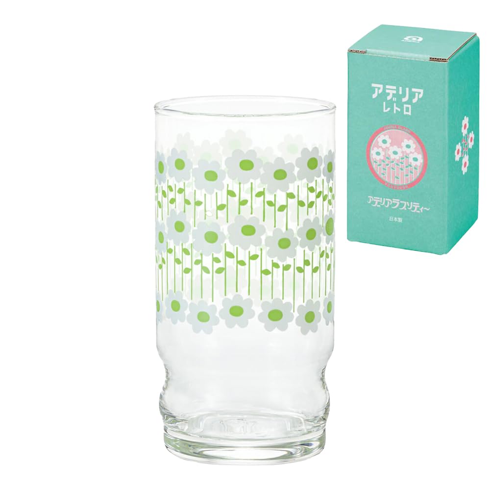Aderia Retro Aderia Arrangement Cup 9, Aderia Rapsody, 9.1 fl oz (270 ml), Cosmetic Box, Made in Japan 1045, Glass Cup, Retro Showa Glass, Tableware, Design Nostalgic, Vintage Flower Pattern, Flower :