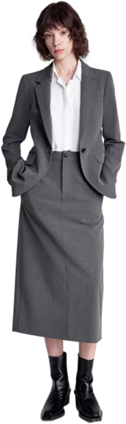 Women's Suit Formal Dress Office Work Two Pieces One Button Jacket and Skirt for Business
