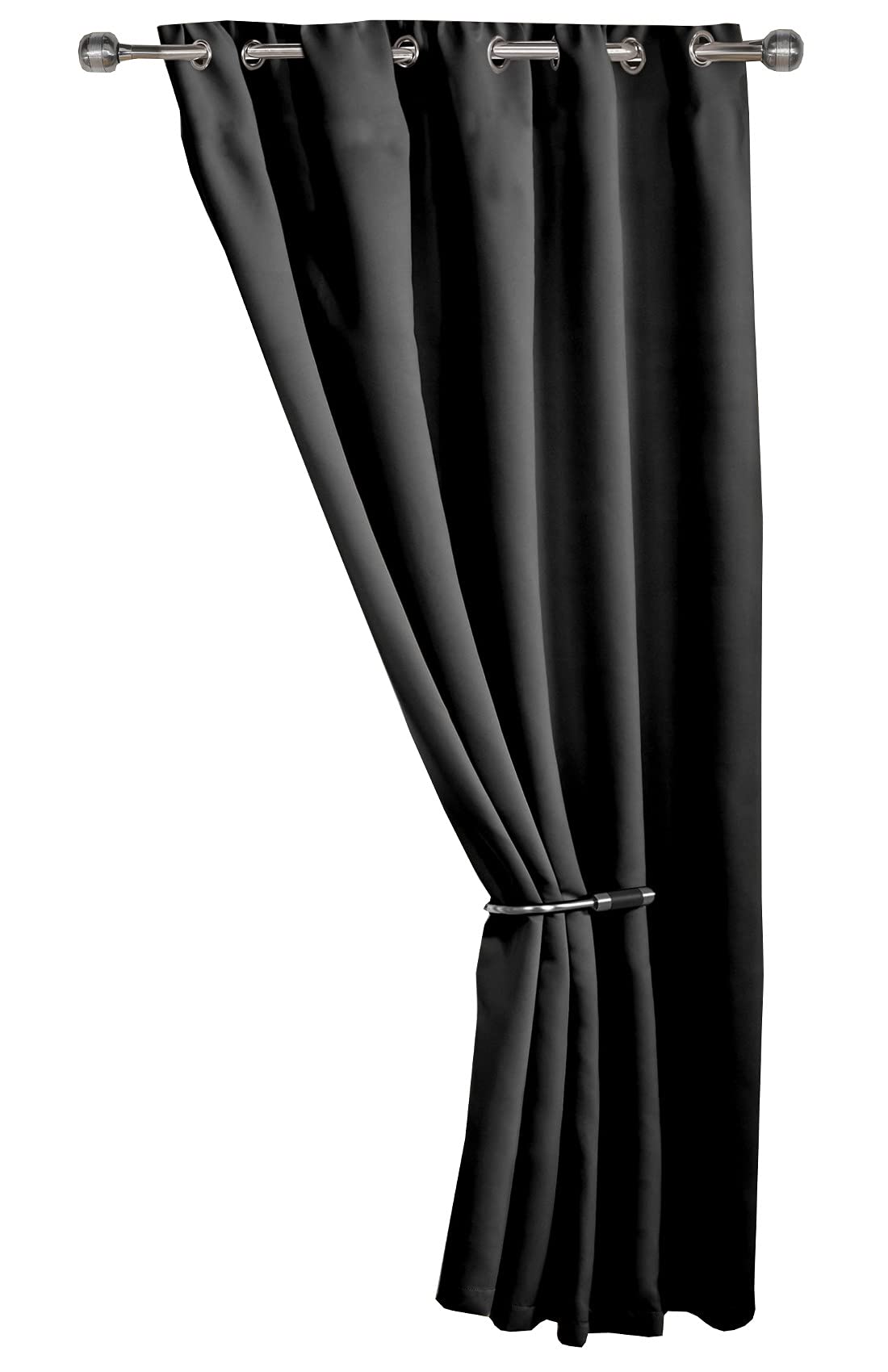 Cali Eyelet - Woven Thermal Blackout Eyelet Curtains in Black - Width 46" x Drop 84" (117 x 213cm) - Single for Door - Emma Barclay  | TJ Hughes