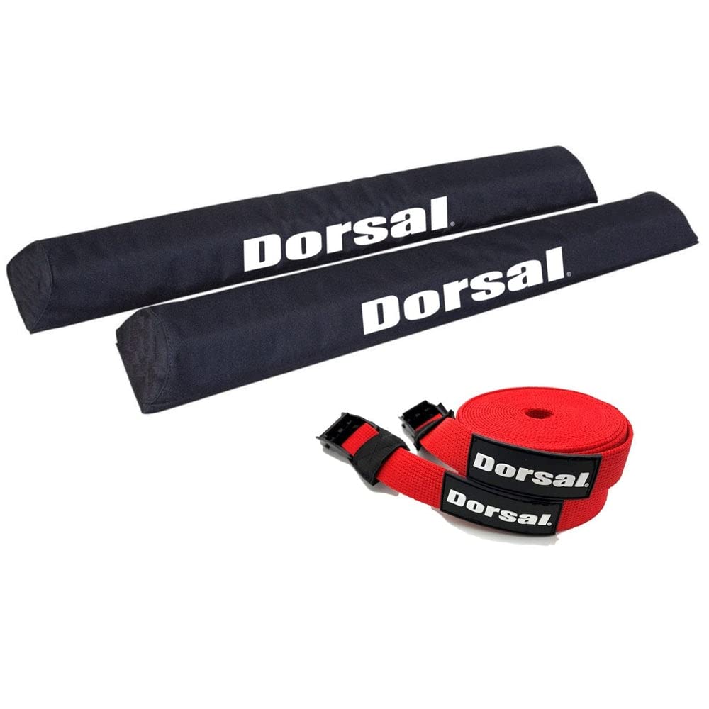 DORSAL Aero Roof Rack Pads with 15 ft Surf Straps for Car Surfboard Kayak Sup Long 20" Black