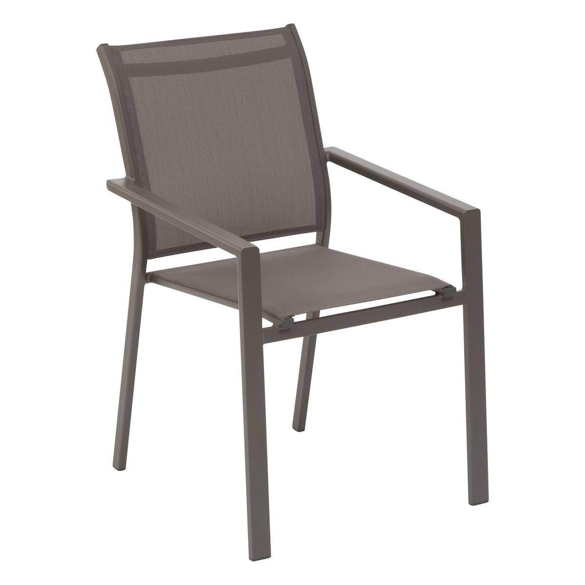 Hespéride - Fauteuil de Jardin Empilable Essentia Wengé et Praline Anti-Rouille Texaline Léger Facile à Ranger Mobilier d'Aménagement Terrasse Balcon