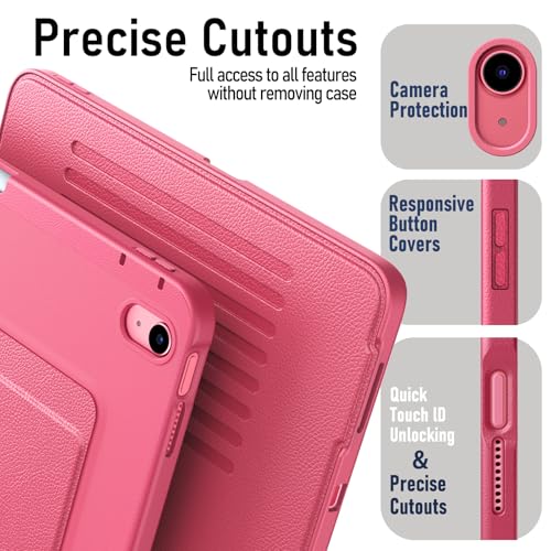 Image of JETech Multi-Angle Stand Case for iPad (A16) 11th /10th Gen, Pink