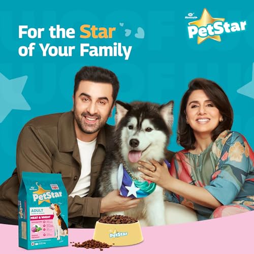 Image of Mankind PetStar Adult Dry Dog Food, 22% High Protein, Meat & Wheat Flavor, 1 kg | Complete & Balanced Nutrition for Adult Dogs