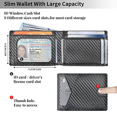 Wallets For Men Slim,Men's Wallets, Card Cases & Money Organizers,100% Genuine Leather Mens Slim Wallet With Id Window|Bills Slot,Bifold Wallets For Men,Thin Wallets Men With Gift Box #TOP4