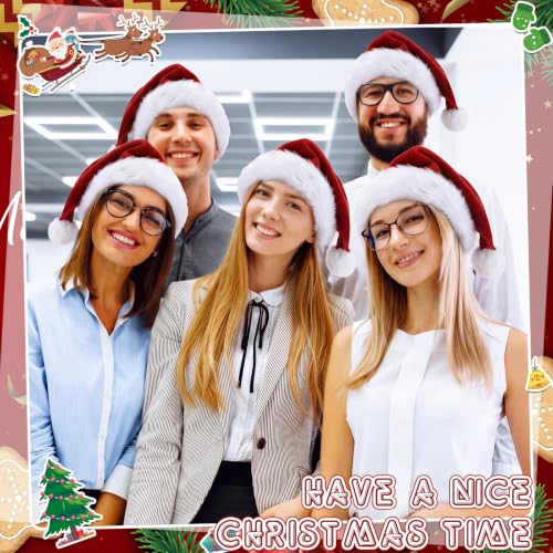 Image of Vicenpal Brick Red 20 Pcs Santa Hats Bulk Plush Christmas Hats for Adults Women Men Holiday Party Costume (Classic)